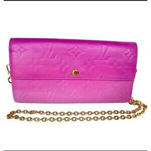 LOUIS VUITTON Monogram Metallic Ombre Pink Vernis Reade Wallet on Chain